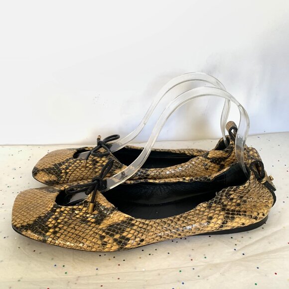 Frame Le Sunset Ballet Flats Python Multi Print Brwn/Blk Lambskin 39.5 Quiet Lux - Picture 9 of 16